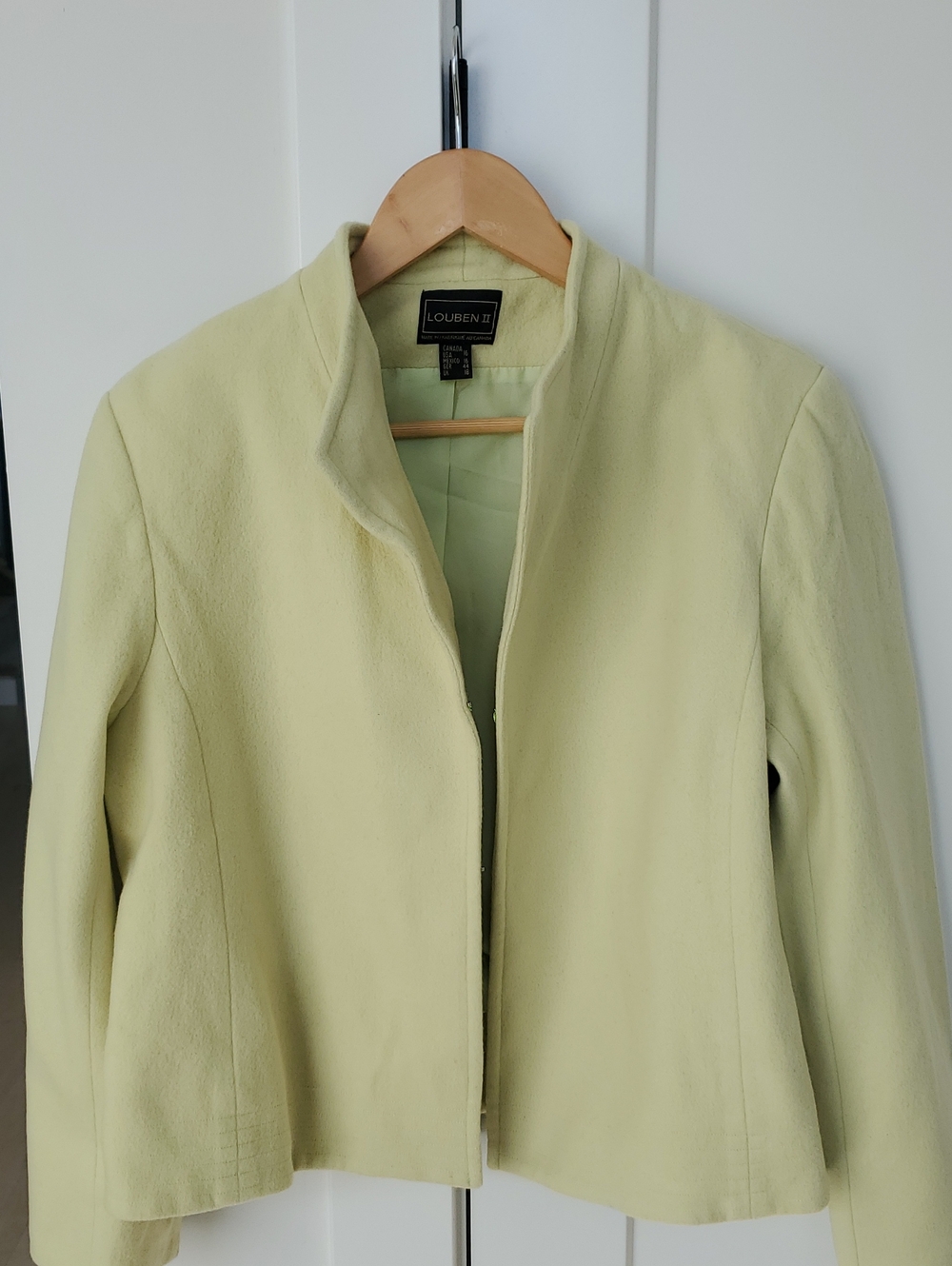 Louben-VintageYellow-Wool/Cashmere Open Blazer Sz CAD 16? See Measurements